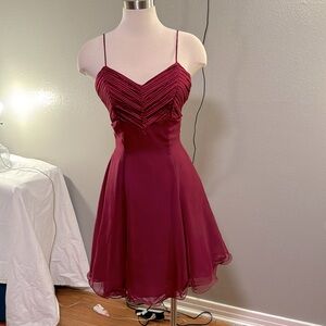 Cross listed. SOLD. Vintage wine cocktail semiformal fit & flare dress by Nadine